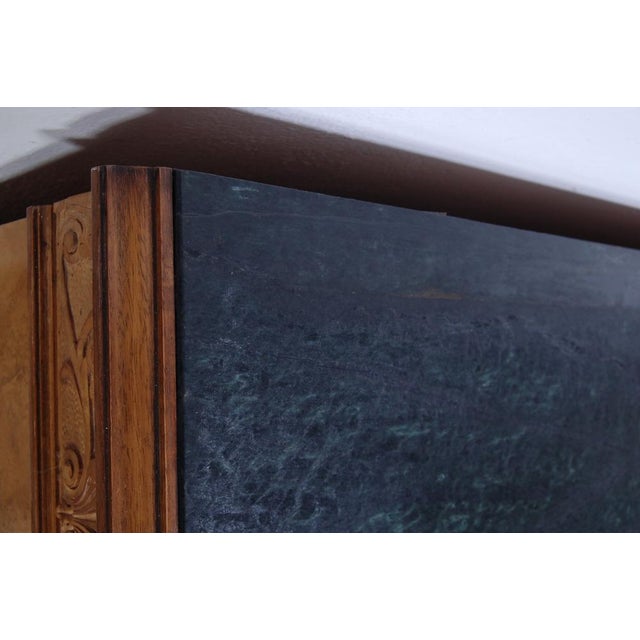 Empire Style Sideboard in Briar with Green Marble Top & Mirror, 1940s, Set of 2 For Sale - Image 9 of 18