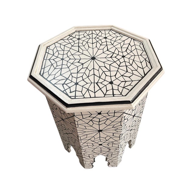 Moroccan Hand-Painted Moroccan Octagonal Side Table For Sale - Image 3 of 8