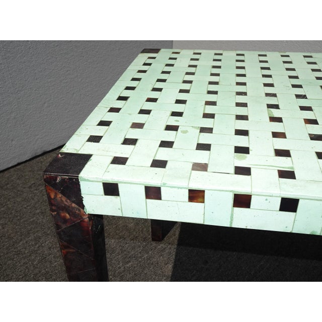 Turquoise Designer Carlo Pessina Stone and Mother of Pearl Coffee Table For Sale - Image 8 of 12