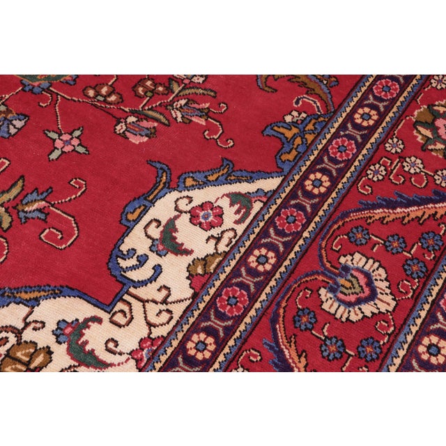 Persian Vintage Tabriz Red/Purple Wool Rug - 8'6'' X 12'10'' For Sale - Image 4 of 10