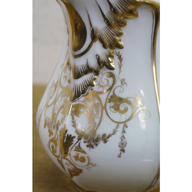 Antique 19th Century Porcelain Scrolled Gold Floral Acanthus Serving Pitcher Jug For Sale - Image 10 of 12