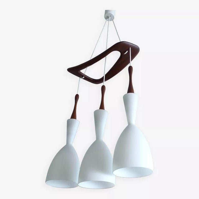Vintage Pendant Light in Teak and Glass from Rispal For Sale - Image 18 of 18