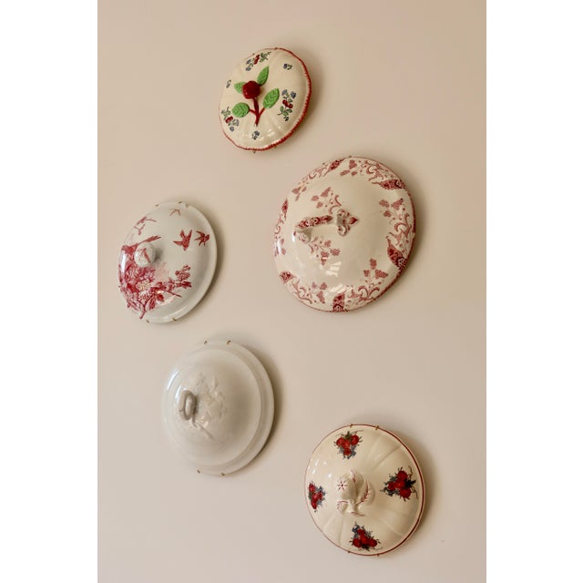Cream Wall Composition of Soup Tureen Lids in Red Earthenware, 1950s, Set of 5 For Sale - Image 8 of 9