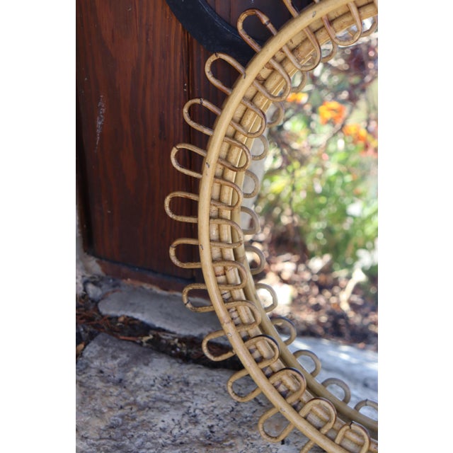 1950s Round Rattan Mirror attributed to Franco Albini, Italy, 1950s For Sale - Image 5 of 8