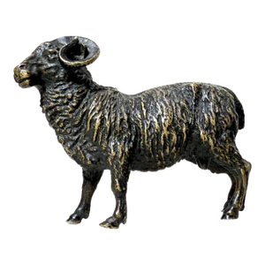 Antique 1800's Austrian Miniature Bronze Ram Statue Figure Sculpture Realistic