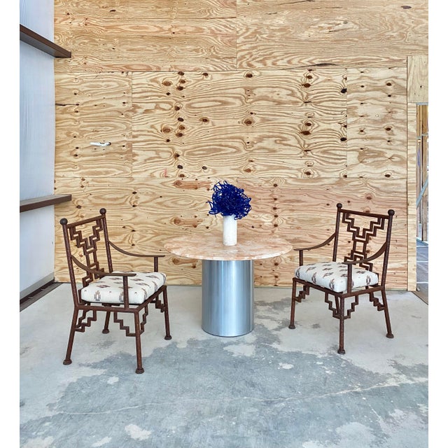 Contemporary Industrial Steel Ziggurat Armchairs, Set of 3 For Sale - Image 3 of 12