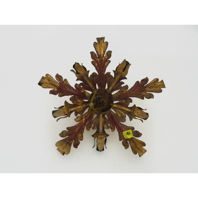 6-light Gilded Foliage Ceiling Lamp by Li Puma Firenze, Italy, 1960s For Sale - Image 9 of 10