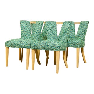 Styled After Rare Paul Frankl Original 1950’s Chairs in New Upholstery For Sale