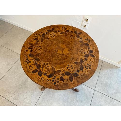 Biedermeier Side Table with Inlaid Flower Stand For Sale - Image 5 of 9