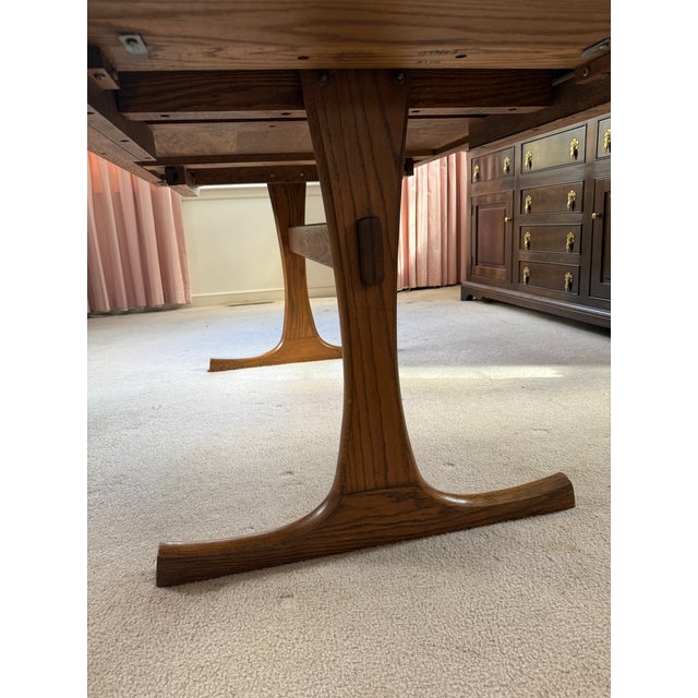 Vintage MCM Conant Ball Solid Oak Extendable Dining Table For Sale - Image 10 of 16