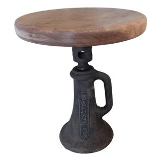Mid-Century Railroad Badger Screw Jack Table For Sale
