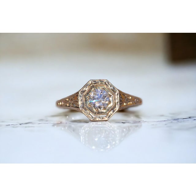 Contemporary The Stocking: Antique Filigree Engagement Ring in White Gold For Sale - Image 3 of 11