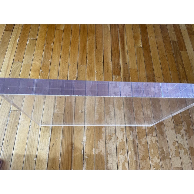Transparent Mid-Century Modern Style Lucite Coffee Table For Sale - Image 8 of 9