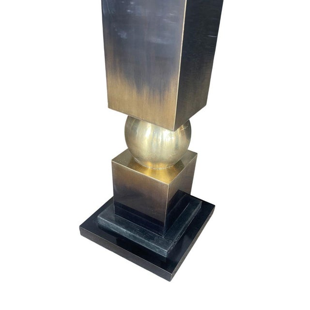 Plastic Pair of Italian Modern Two-Tone Parchment, Resin & Metal Side Tables. 1980's. For Sale - Image 7 of 8