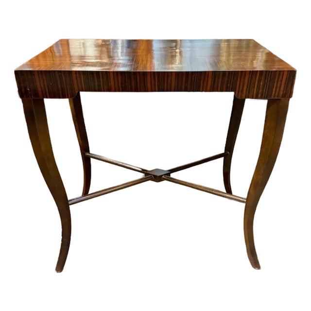 Mid-Century Karl Springer Mahogany and Macassar Wood Side Table For Sale