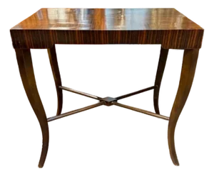 Mid-Century Karl Springer Mahogany and Macassar Wood Side Table