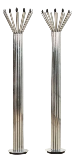 Mid Century Silver Chrome Tubular Floor Lamp by Kovacs (Attr) 1970s