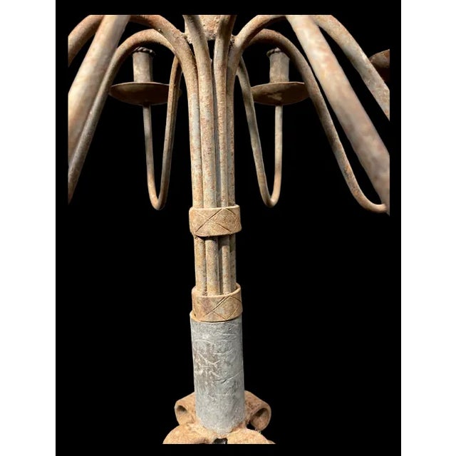 1980s Massive Spanish Style 15 Arm Wrought Iron Candelabra For Sale - Image 4 of 8
