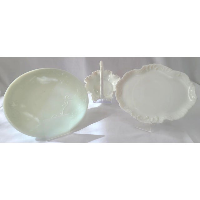 Glass Early 20th Century Victorian Era Milk Glass Collection- Set of 3 For Sale - Image 7 of 7