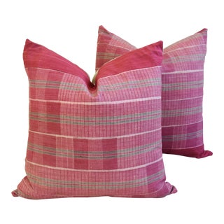 Boho-Chic Mali Woven Tribal Feather/Down Pillows - A Pair For Sale