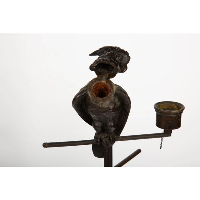 19th Century 19th Century Parakeet Perch Inkwell Candlesticks: Ink 'n' Perch Delight! - A Pair For Sale - Image 5 of 6