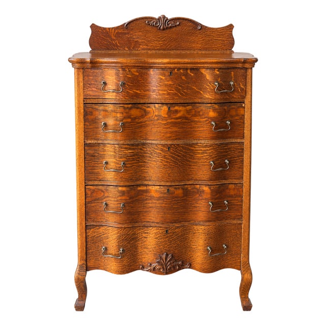 Antique Serpentine Highboy Dresser For Sale