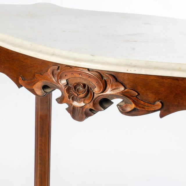 Rococo Revival Walnut Marble Top Table - Mid 19th Century For Sale - Image 6 of 13