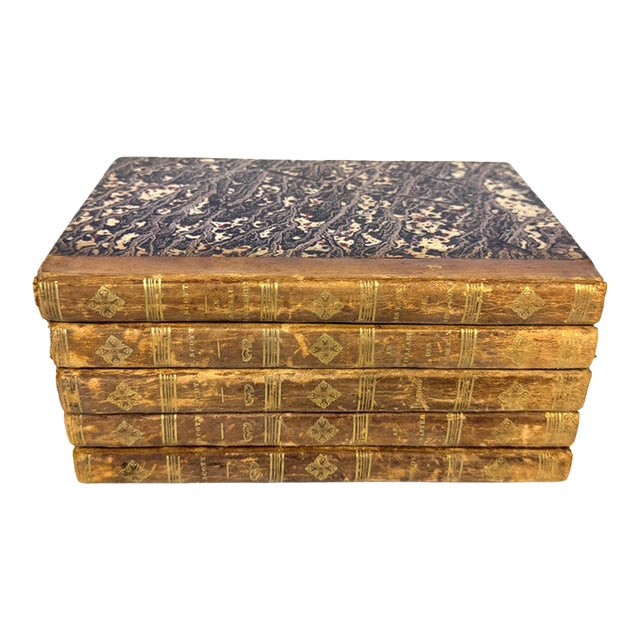 1830s Antique French Edition Walter Scott Novels Half-Leather - Set of 5 For Sale