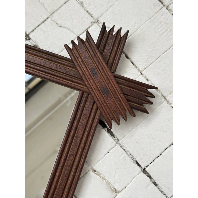 Antique Elongated Cross-Hatch Mirror, Circa Early 20th Century For Sale - Image 15 of 18