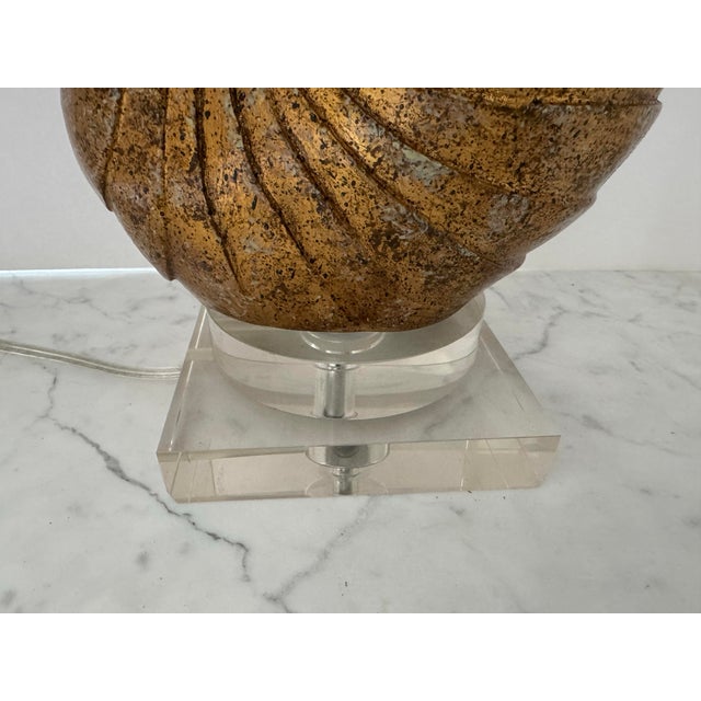 2000 - 2009 Gilt Seashell Form Table Lamp For Sale - Image 5 of 10