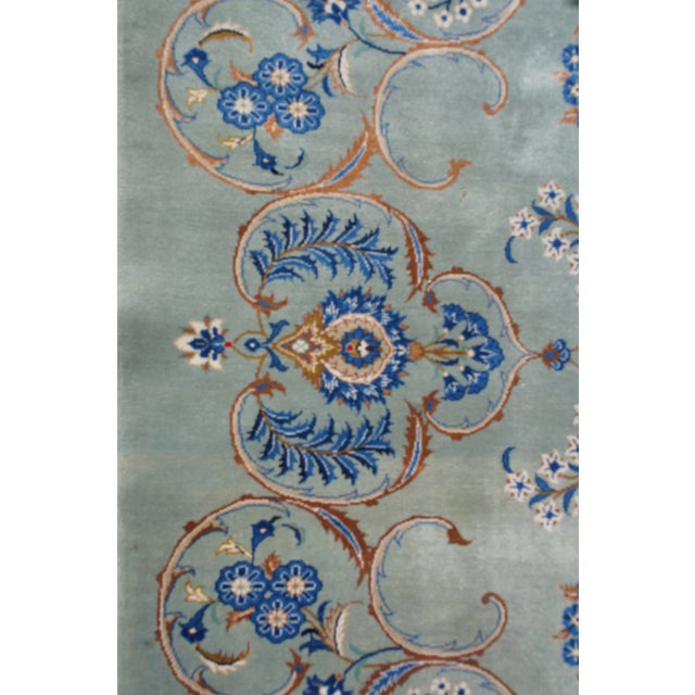 1980s Vintage Kashan Floral Blue & Gold Wool Area Rug - 9' X 13' For Sale - Image 9 of 13