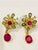 Bochic "Orient" Ruby & Green & Yellow Sapphire Earrings Set 18K Gold & Silver For Sale - Image 12 of 18