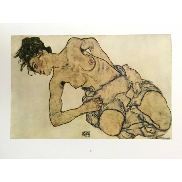 Artist: Egon Schiele Country: Austria Title: Crouching Semi Nude Medium: Offset – 31 Paper: Heavy paper 16 x 12 inch...