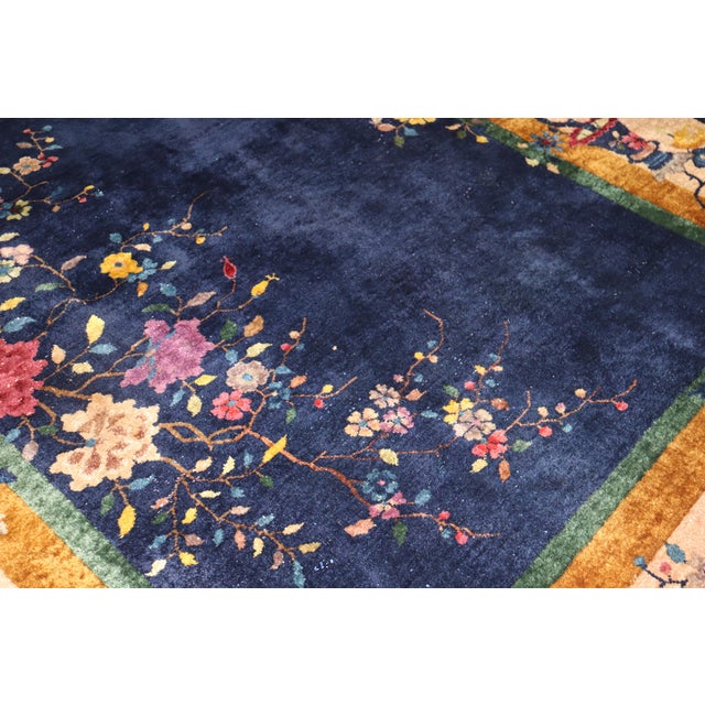 Floral Chinese Art Deco Carpet, 7' X 8'9'' For Sale - Image 10 of 11