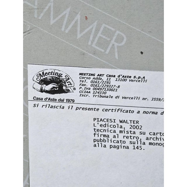 Walter Piacesi, The Newsstand, Mixed Media on Cardboard For Sale - Image 15 of 16