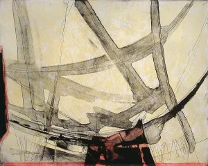 "Red Band" Vitreograph With Hand Coloring by Master Printer Dan Welden