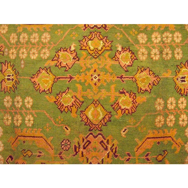 Turkish Apple Green Antique Turkish Oushak - 9'4" x 12'6" For Sale - Image 3 of 4