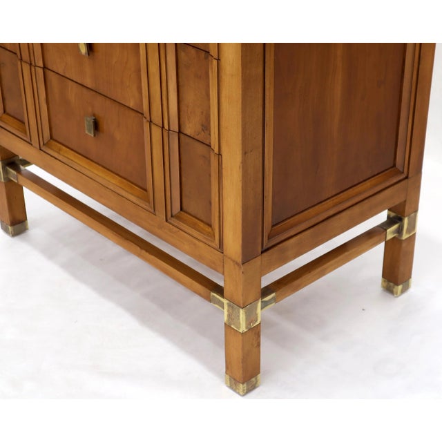Travertine Top Three Drawers Bachelors Chest with Brass Pulls and Accents For Sale - Image 12 of 13