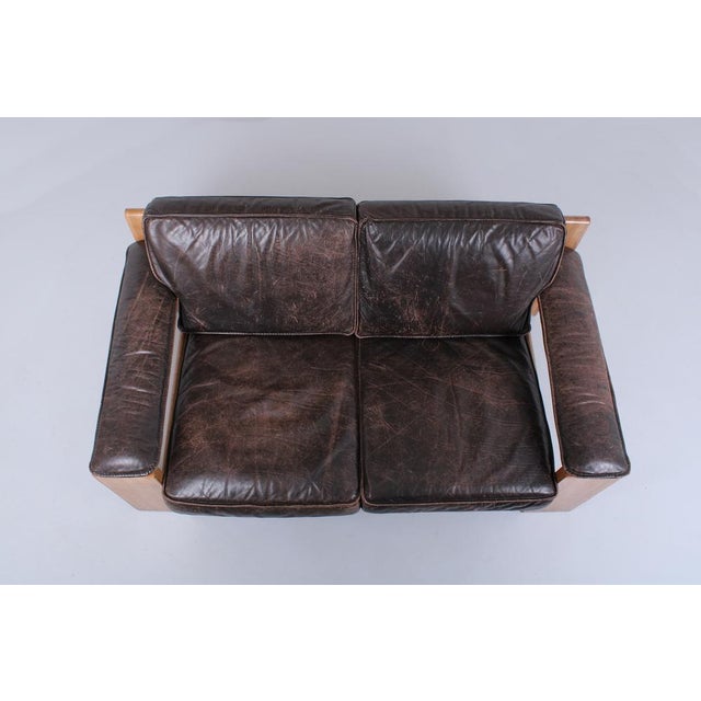 Brutalist Light Oak and Dark Leather Sofa by Harry de Groot for Leolux, 1970s For Sale - Image 16 of 18