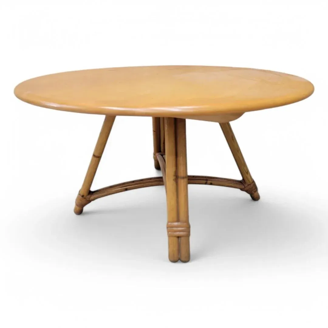 Mid Century Modern Heywood Wakefield Coastal Swivel Bamboo Coffee