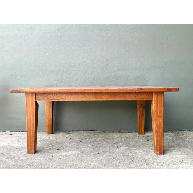 Vintage Solid Wood Farmhouse Table For Sale - Image 9 of 12
