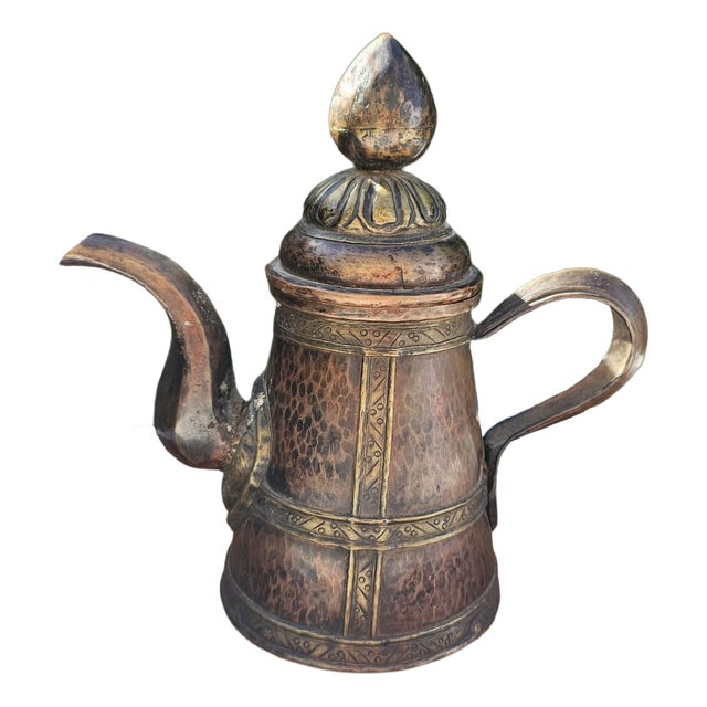 Art Deco Tibetan Copper Pitcher with Brass Fittings, 1920s, Set of 2 For Sale