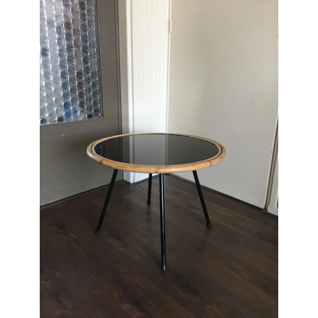 Wood Vintage, Glass & Steel Side or Coffee Table by Rohé Noordwolde, 1950s For Sale - Image 7 of 7