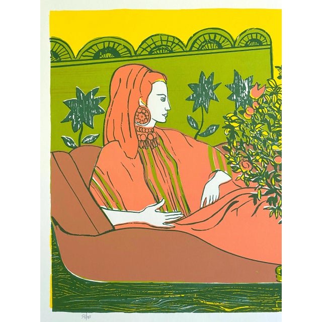 Paper Vintage 1960's Mid Century Modern " Reclining Woman " Lmtd Edtn Signed Original Fine Art Silkscreen Print For Sale - Image 7 of 13