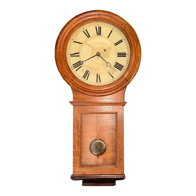 Eastman Clock Co Boston, Antique Weight Driven Regulator Wall Clock For Sale