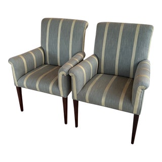 Pair Lee Industries Striped Armchairs For Sale