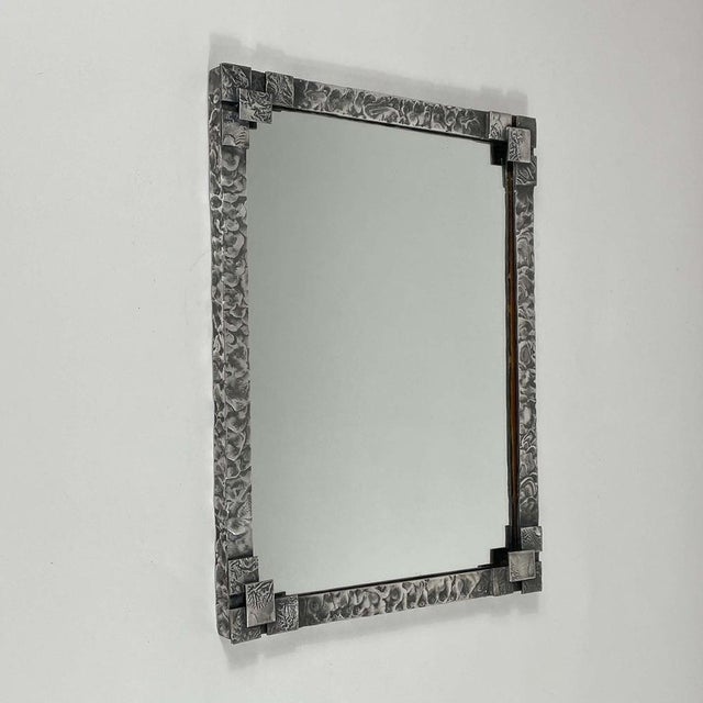 Art Deco Tin Mirror, Sweden, 1940s For Sale - Image 3 of 13