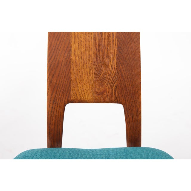 Vintage German Dining Chairs in Oak and Turquoise Upholstery by Ernst Martin Dettinger for Veil, 1960s, Set of 2 For Sale - Image 6 of 12