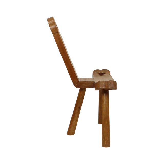 Mid-Century Modern Spanish Brutalist Tripod Chair in Oak For Sale - Image 6 of 14