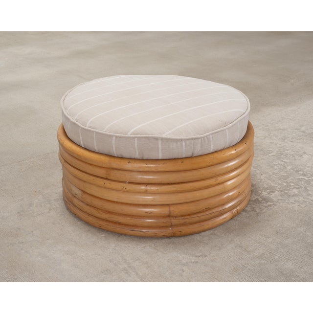 Mid-Century 7 Strand Paul Frankl Style Stacked Rattan Ottoman For Sale - Image 9 of 18